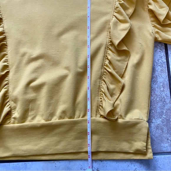 Women’s Ann Taylor Mustard/Yellow Ruffle Sweatshirt sz XS [g86] - Picture 4 of 7